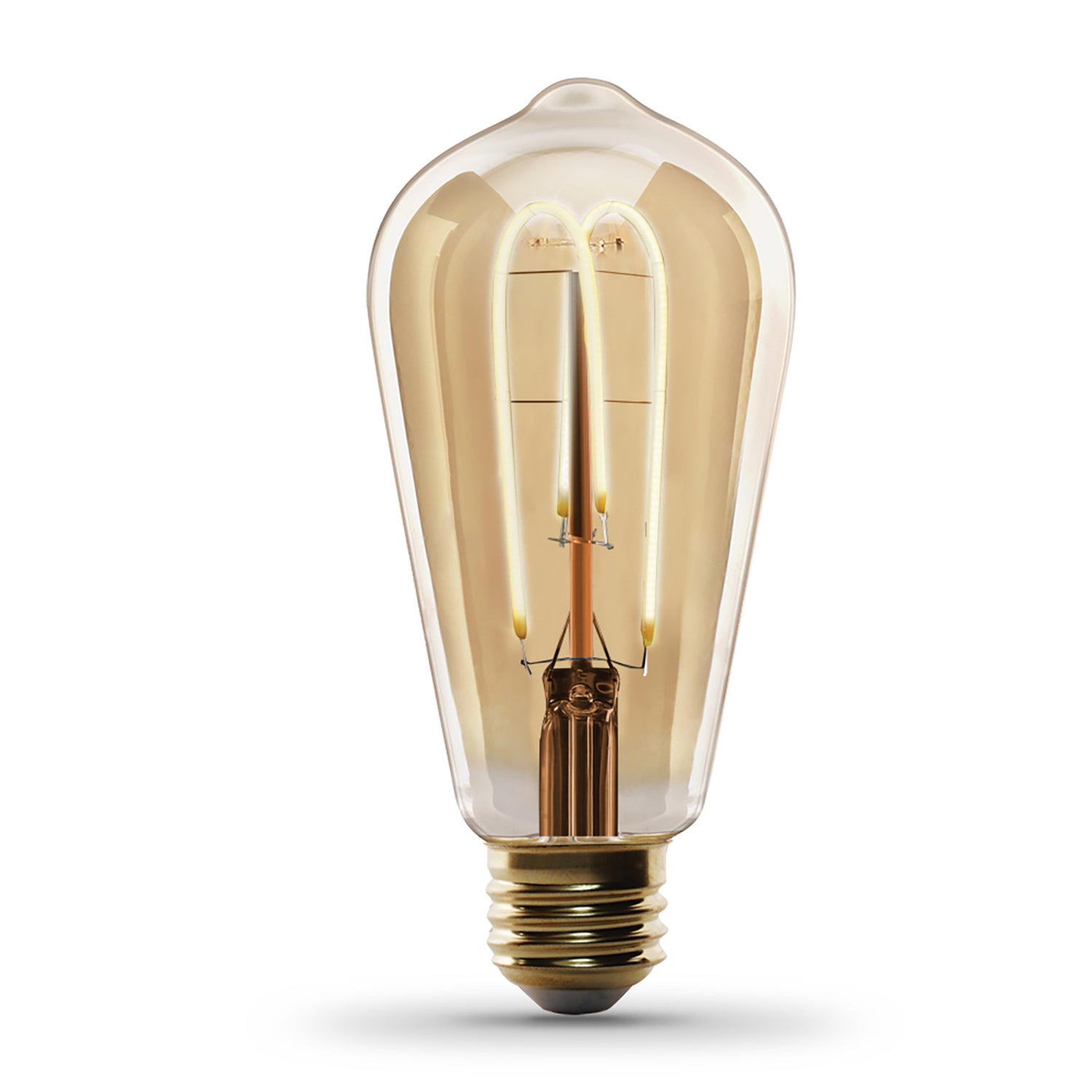 6.5W (40W Replacement) ST19 E26 M Shape Filament Amber Glass Vintage Edison LED Light Bulb, Warm Light