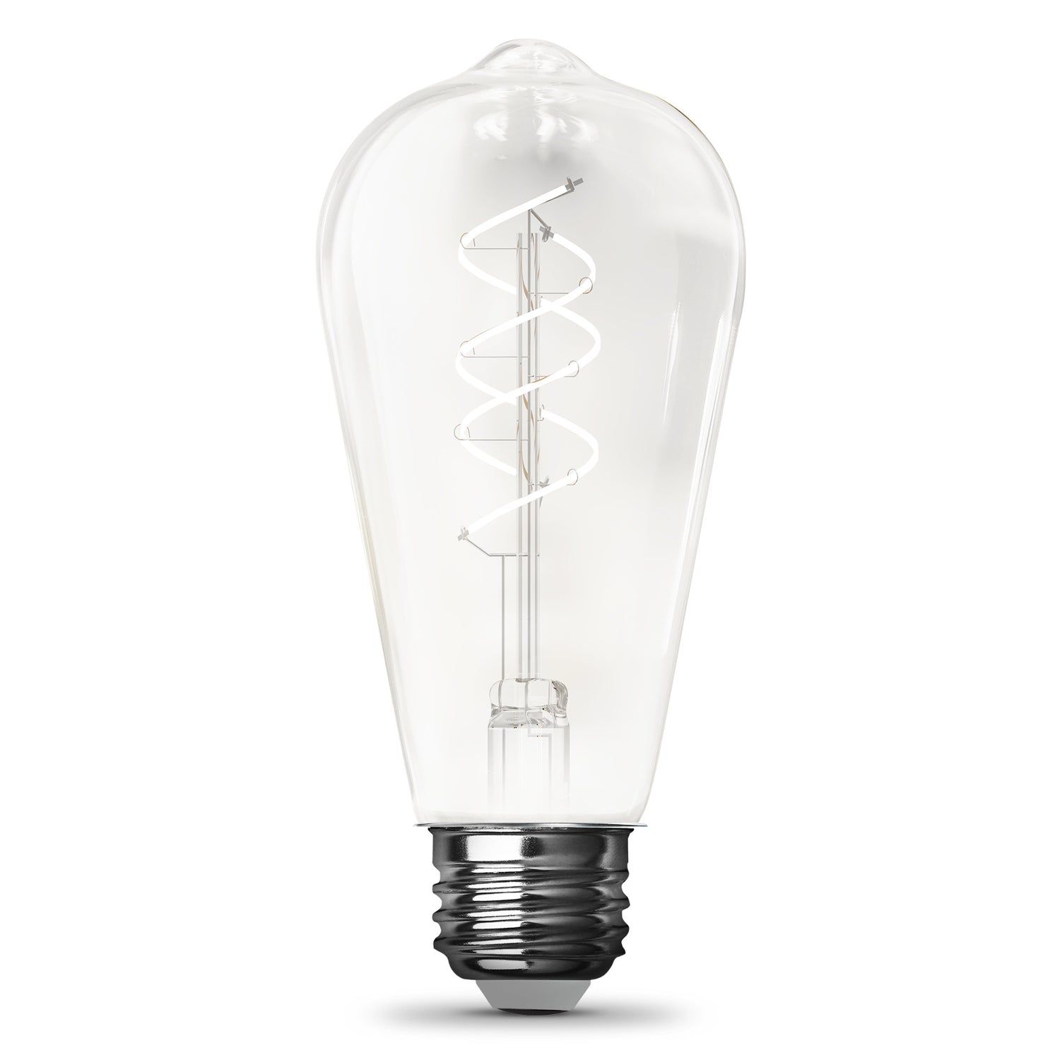 5.5W (40W Equivalent) Soft White (2700K) ST19 Shape (E26 Base) Dimmable LED Spiral Designer White Filament Bulb