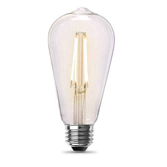 8.8W (60W Replacement) ST19 E26 Dimmable Straight Filament Clear Glass Vintage Edison LED Light Bulb, Soft White