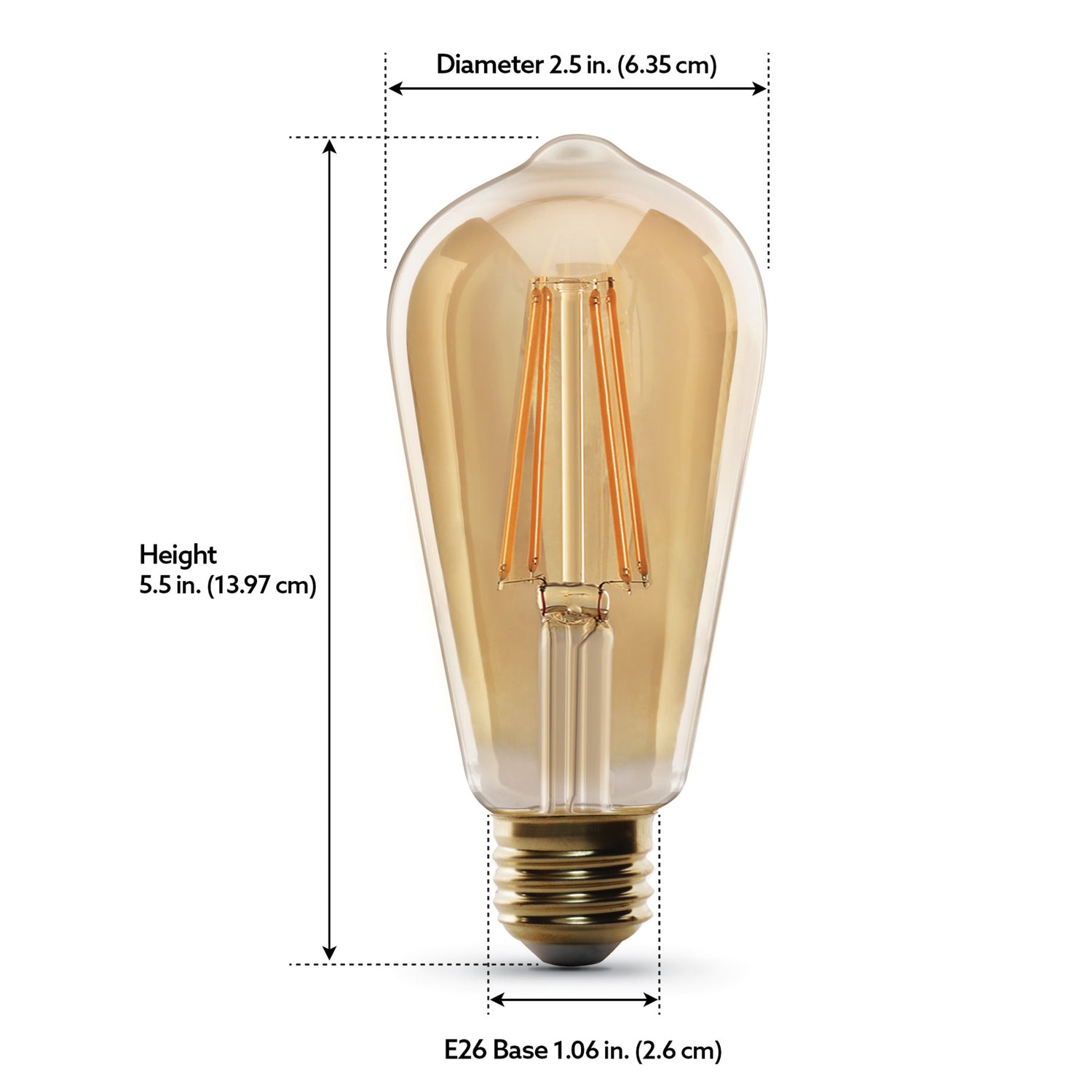 5W (60W Replacement) Amber (2100K) Vintage ST19 Smart Wi-Fi LED Light Bulb