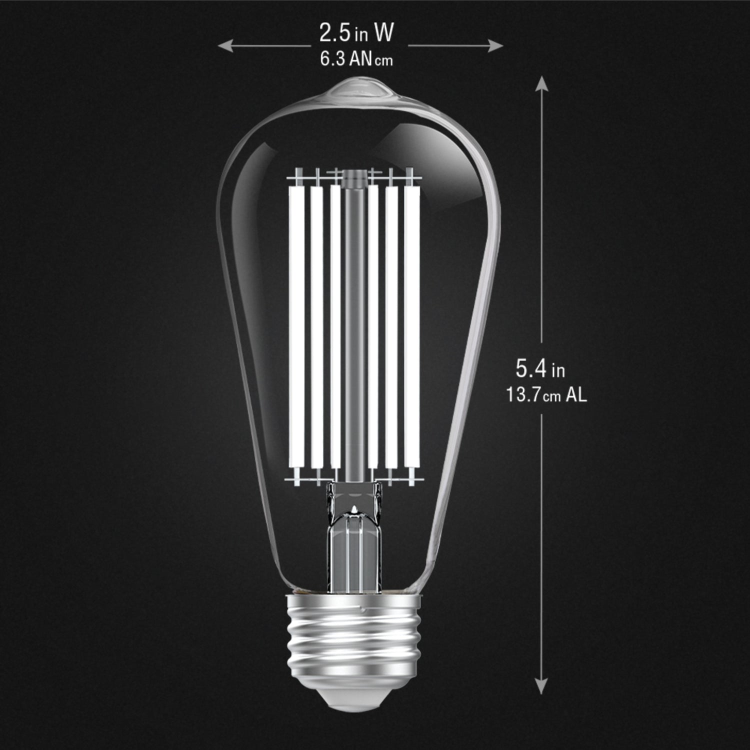 8.8W (60W Replacement) Soft White (2700K) ST19 Shape (E26 Base) LED Exposed White Filament Bulb