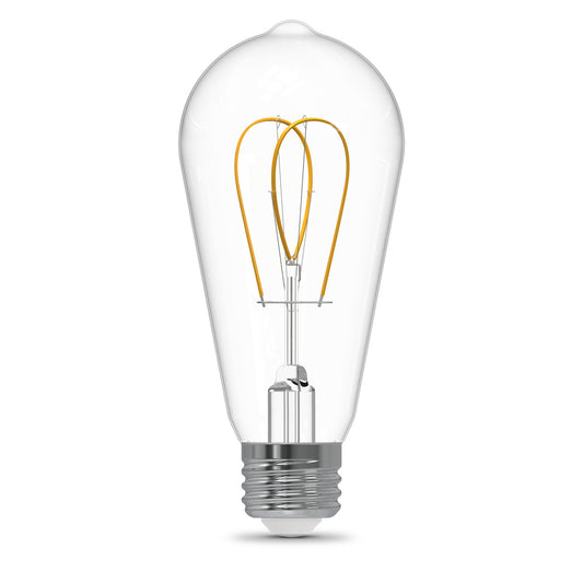 5.5W (60W Replacement) ST19 E26 Dimmable M Shape Filament Clear Glass Vintage Edison LED Light Bulb, Daylight (2-Pack)