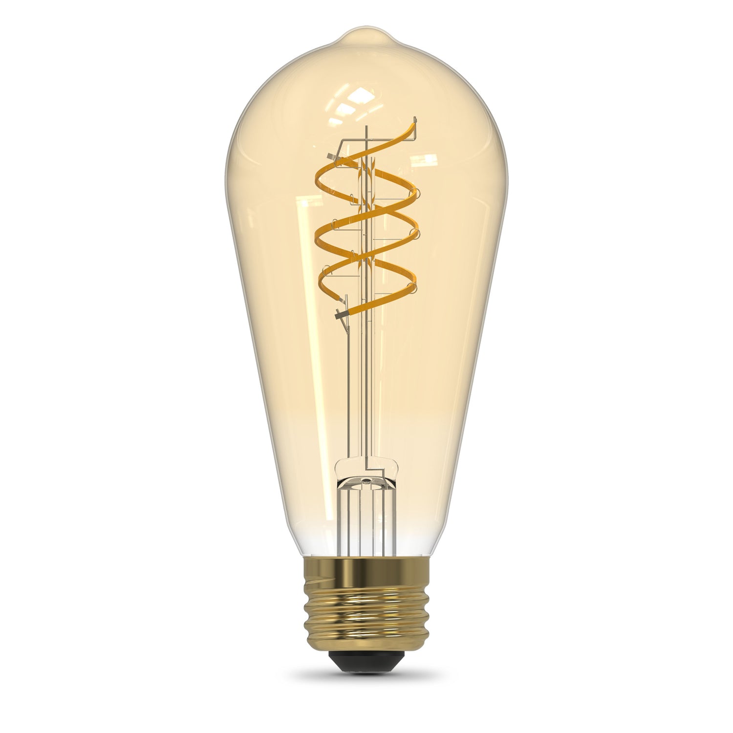 5.5W (60W Replacement) ST19 E26 Dimmable Spiral Filament Amber Glass Vintage Edison LED Light Bulb, Warm Light (2-Pack)