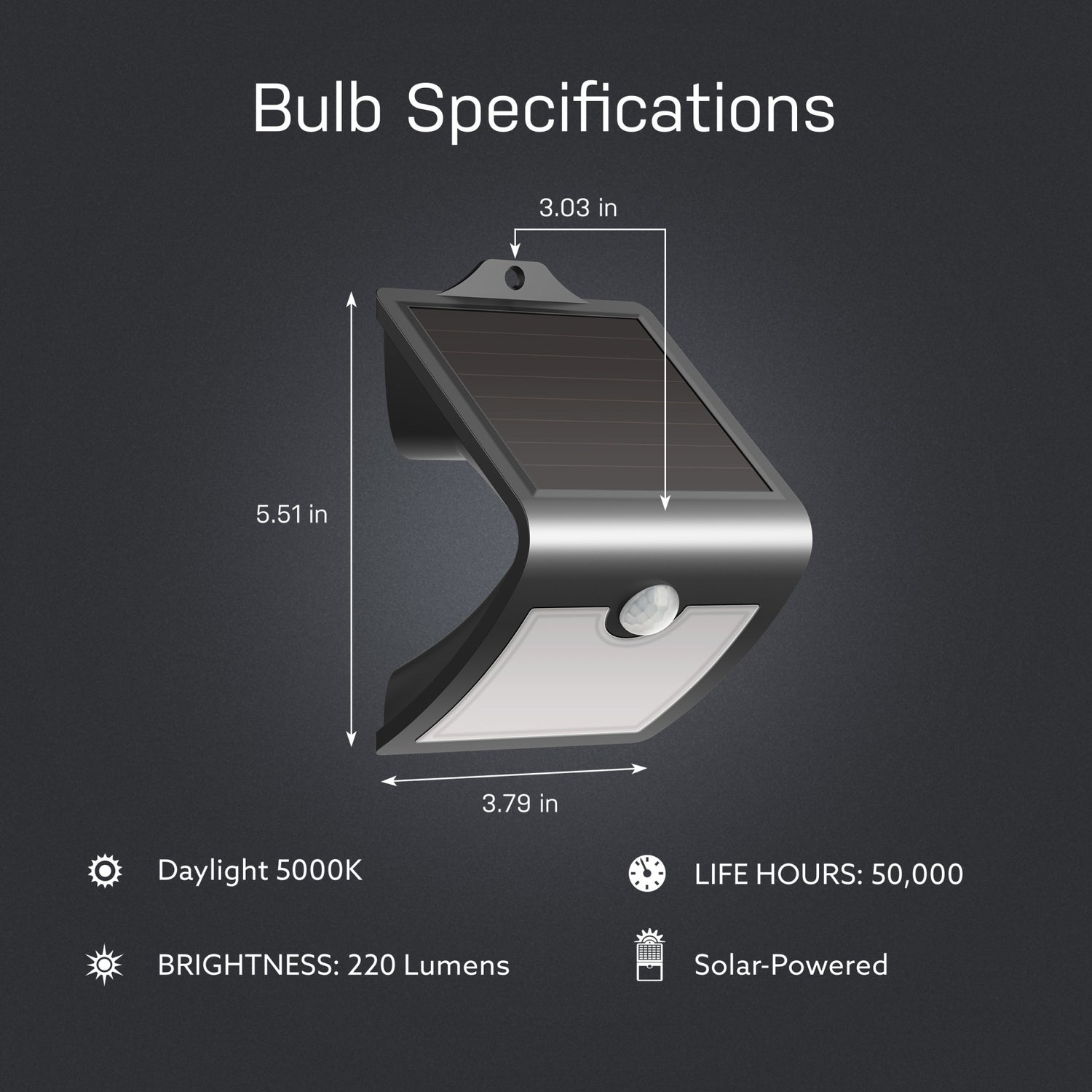 Black V-Shape Solar Powered LED Security Light with Dusk to Dawn and Motion Sensor in Daylight (5000K)