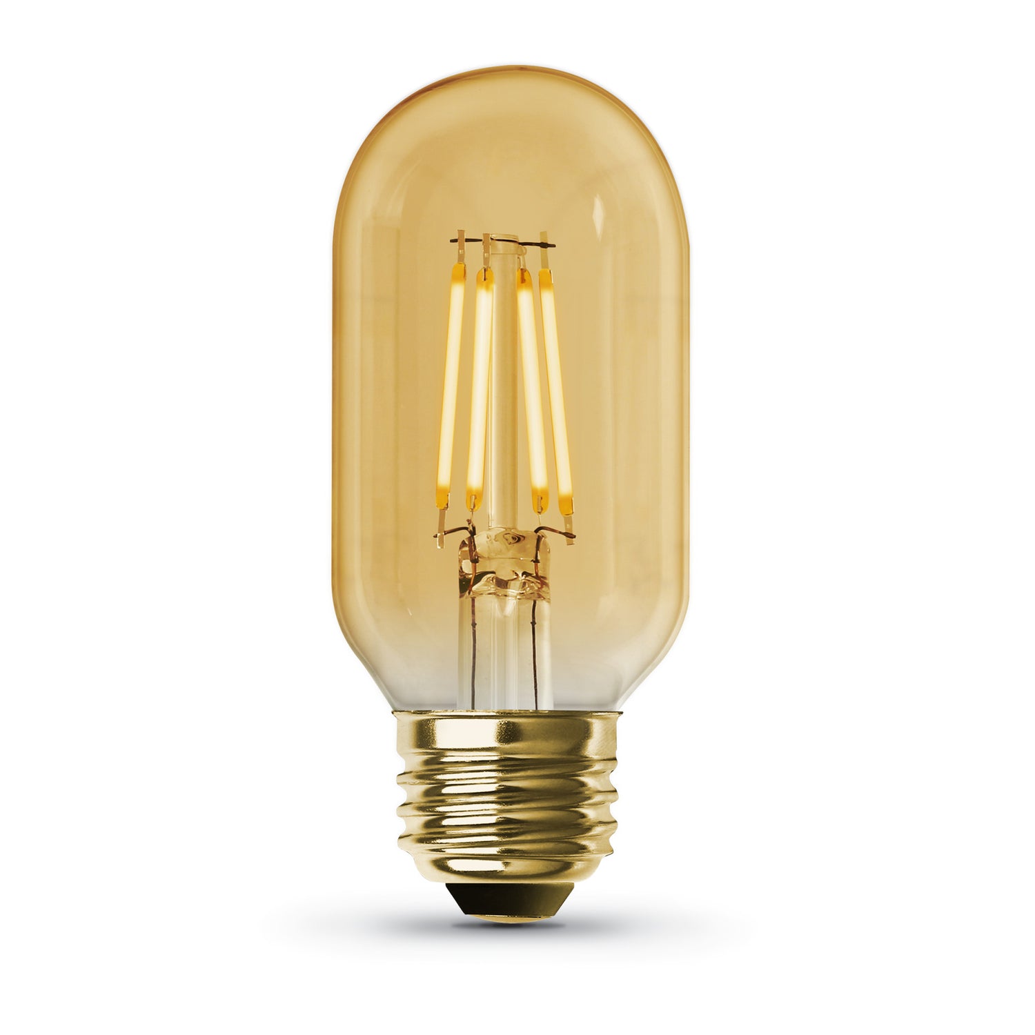 4W (40W Replacement) Warm Light (2100K) E26 Base T14 Amber Glass Filament LED (4-Pack)