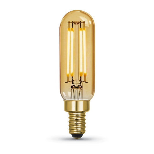 4W (40W Replacement) Warm Light (2100K) T6 Shape (E12 Base) Clear Glass Filament LED (4-Pack)