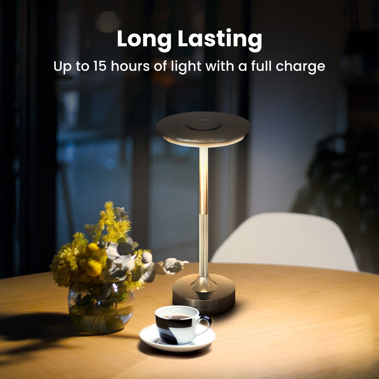 Rechargeable Cordless Tabletop Lamp in Matte Black