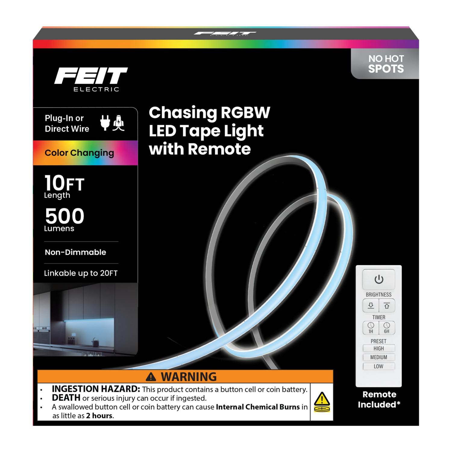 10 ft. LED Color Chasing and Tunable White Tape Light with Remote