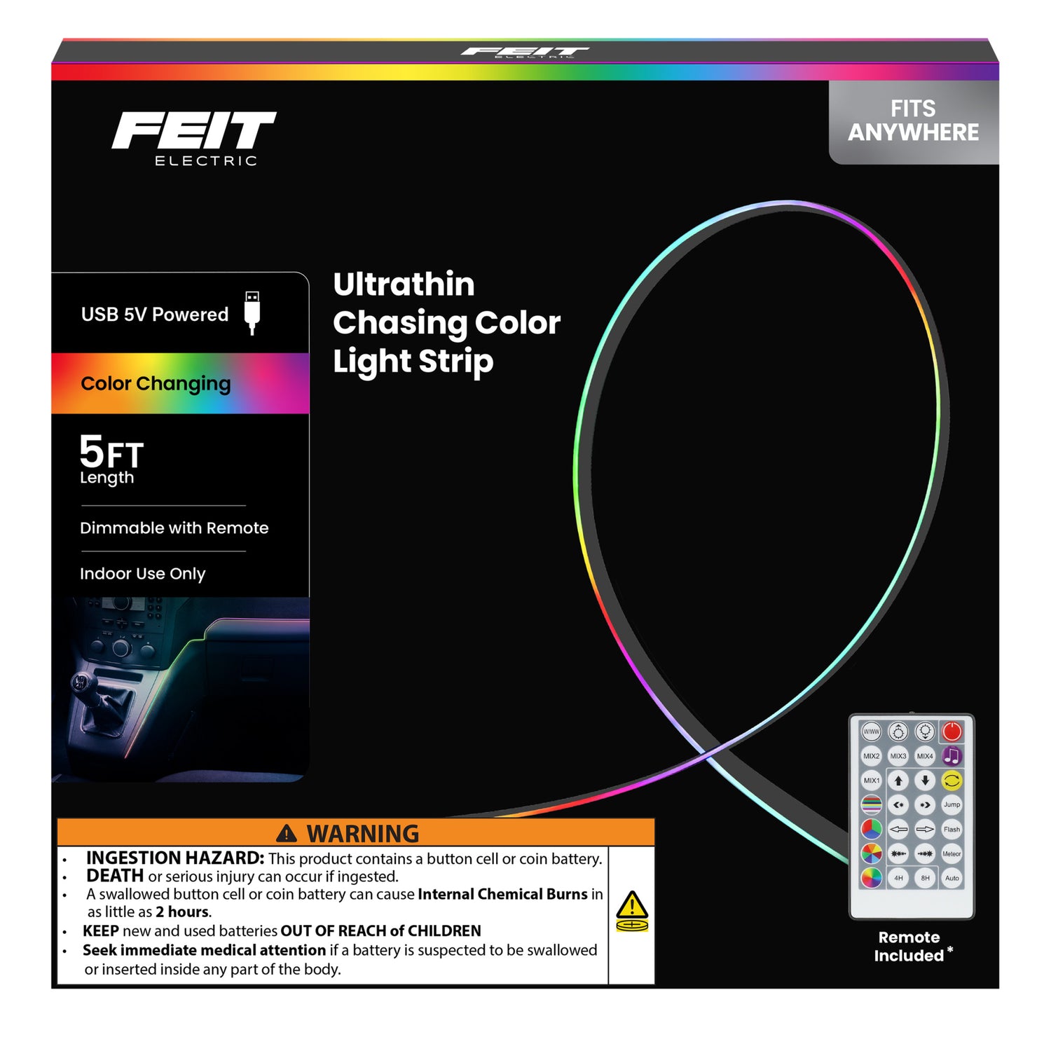 5 ft. Super Thin Dynamic Color Accent Light with Remote