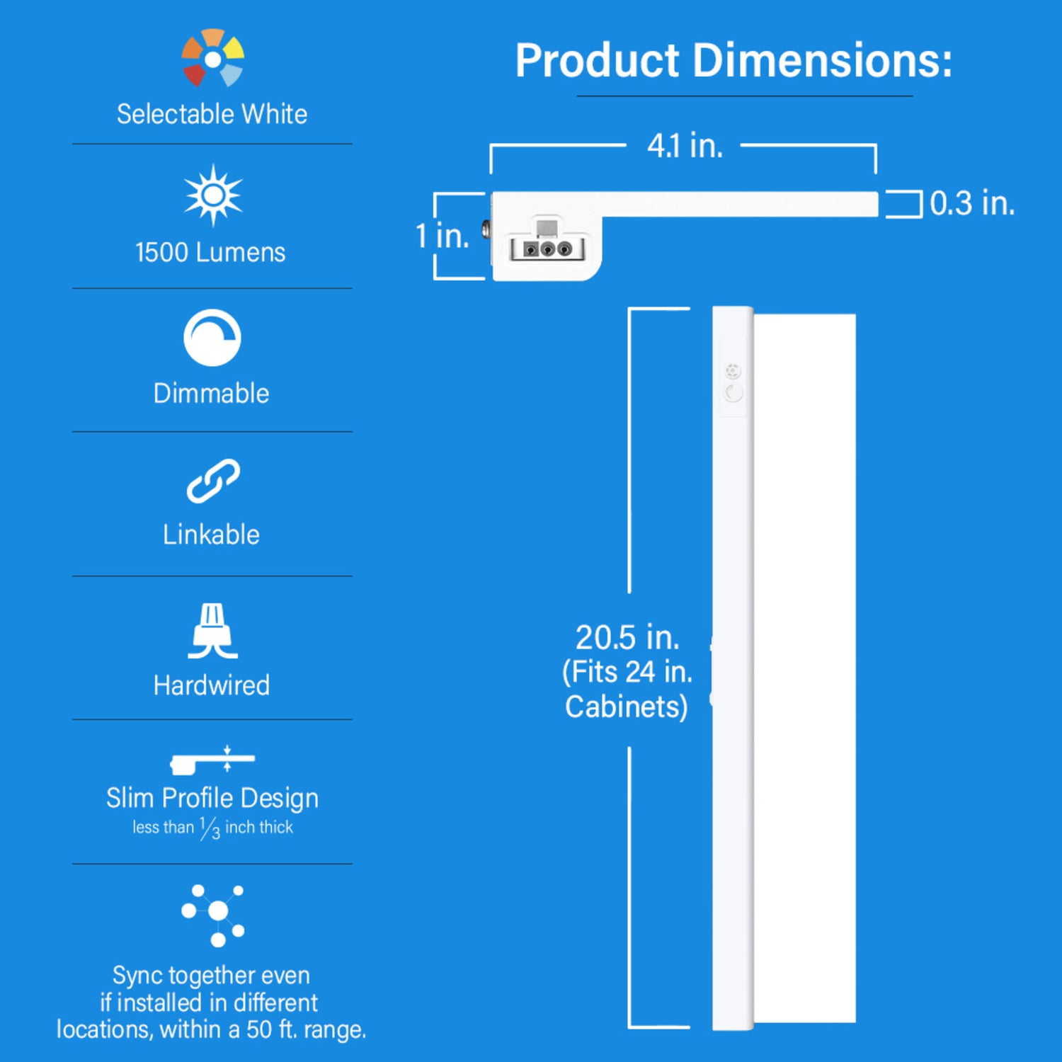 24 in. Selectable White OneSync Undercabinet Flat Panel LED