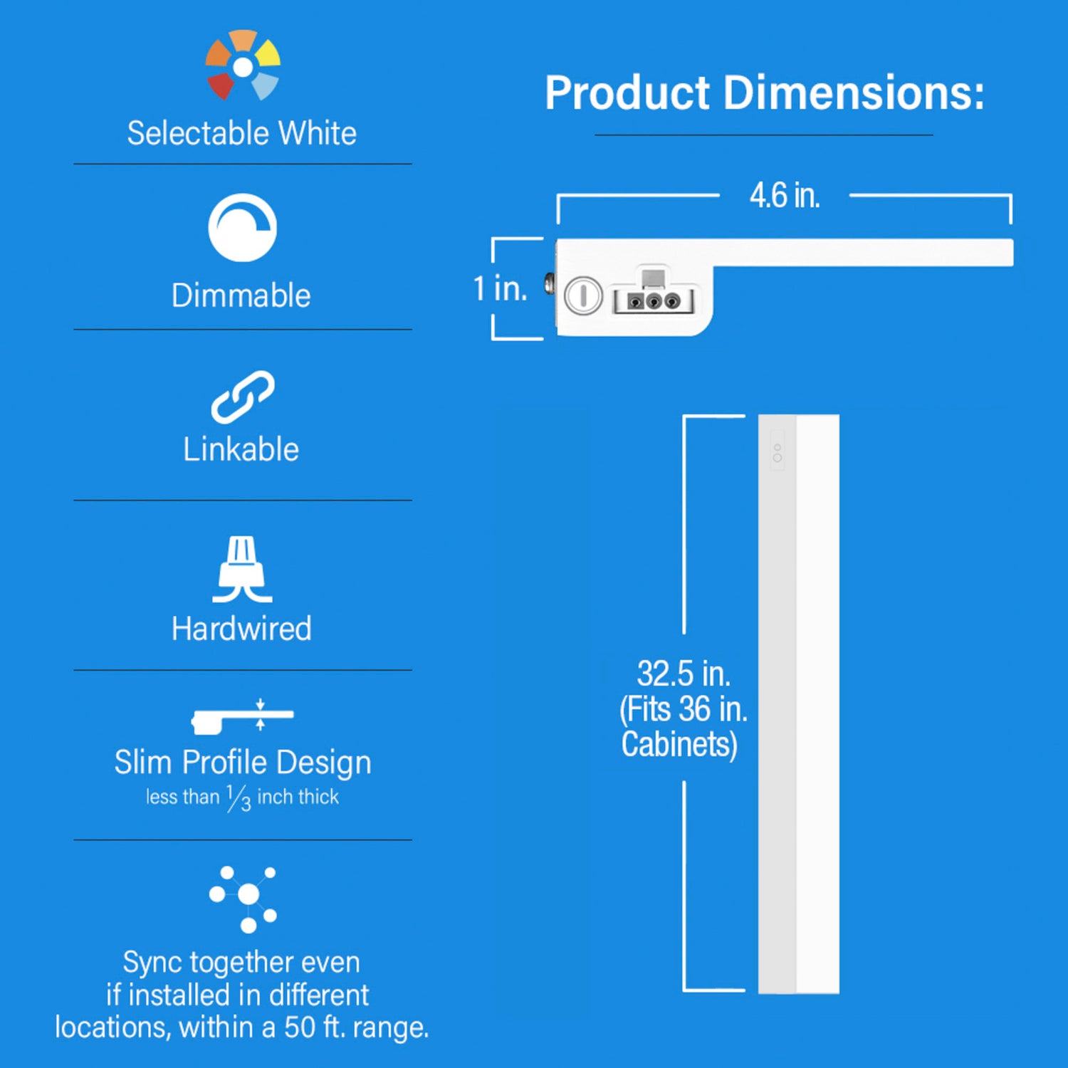 36 in. Selectable White OneSync Undercabinet LED Flat Panel