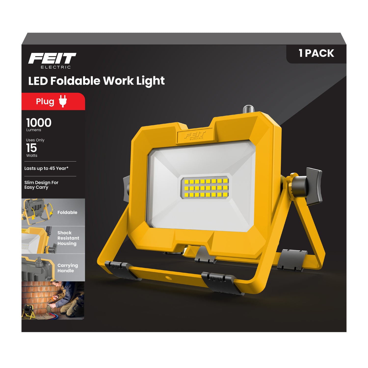 1000 Lumens Plug-in Foldable LED Work Light